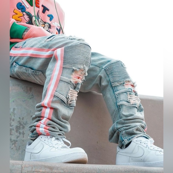 Peach Patch Side Stripe Jeans - Picture 2 of 4